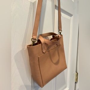Madewell Small Transport Tote Bag Crossbody Natural Nude Pink Leather Top Handle